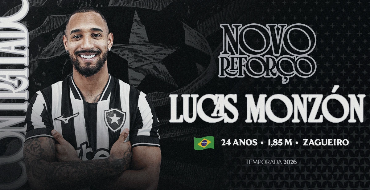BOTAFOGO ANUNCIA QUARTO REFORÇO: LUCAS MONZÓN, ZAGUEIRO EX-JUNIOR BARRANQUILLA