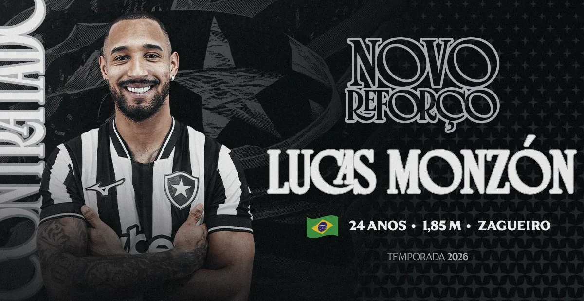 Botafogo anuncia quarto reforço: Lucas Monzón, zagueiro ex-Junior Barranquilla