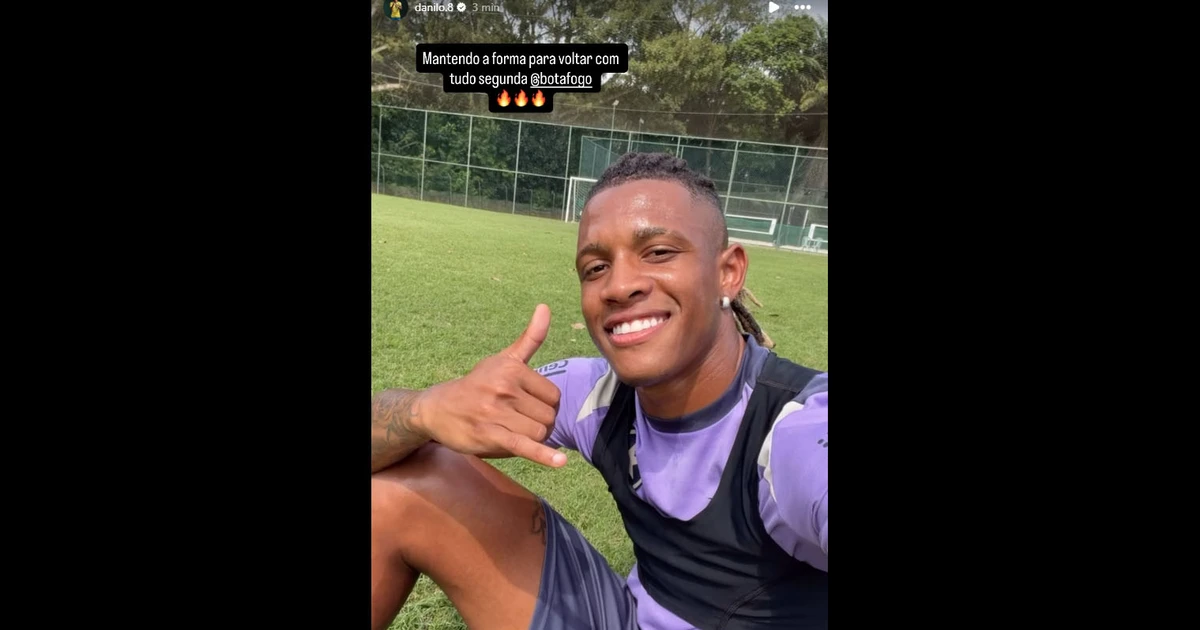 Danilo posta foto treinando e manda recado: ‘Mantendo a forma para voltar com tudo segunda, Botafogo’
